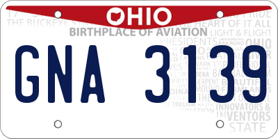 OH license plate GNA3139