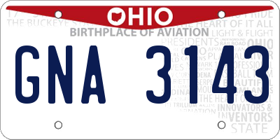 OH license plate GNA3143