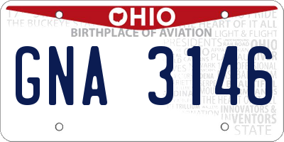 OH license plate GNA3146