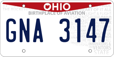 OH license plate GNA3147