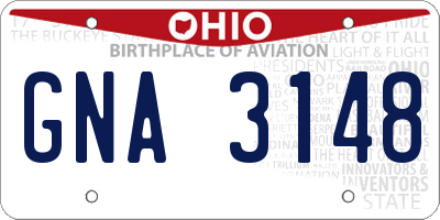 OH license plate GNA3148