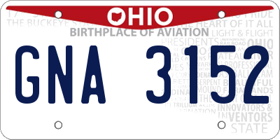 OH license plate GNA3152