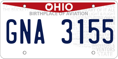 OH license plate GNA3155