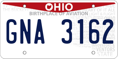 OH license plate GNA3162