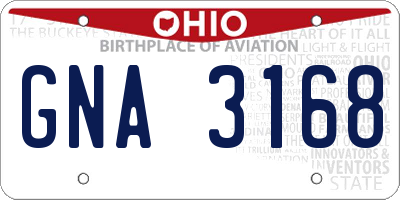 OH license plate GNA3168
