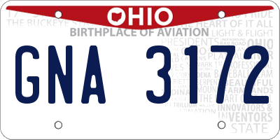 OH license plate GNA3172