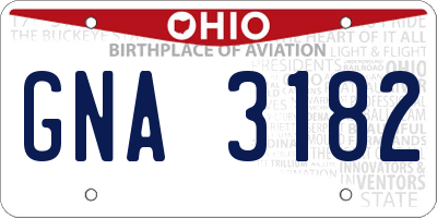 OH license plate GNA3182