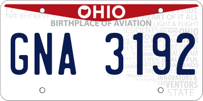 OH license plate GNA3192