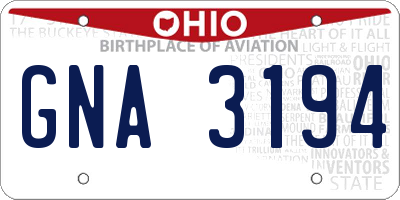 OH license plate GNA3194