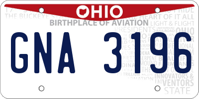 OH license plate GNA3196