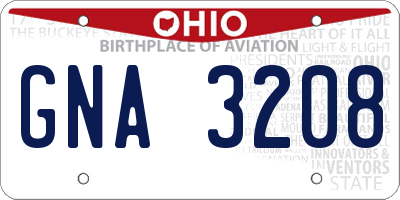 OH license plate GNA3208