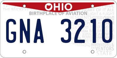 OH license plate GNA3210