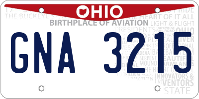 OH license plate GNA3215