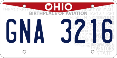 OH license plate GNA3216