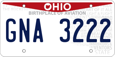 OH license plate GNA3222
