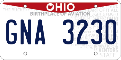 OH license plate GNA3230