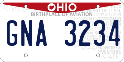 OH license plate GNA3234