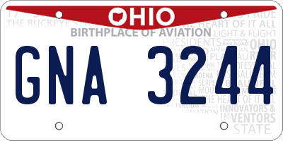 OH license plate GNA3244