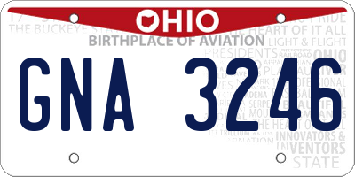 OH license plate GNA3246