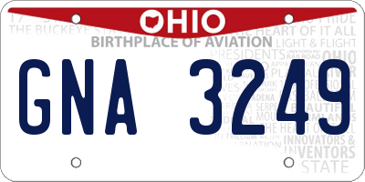 OH license plate GNA3249