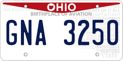 OH license plate GNA3250