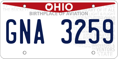 OH license plate GNA3259