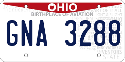 OH license plate GNA3288