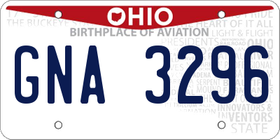 OH license plate GNA3296