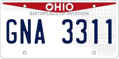 OH license plate GNA3311