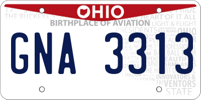 OH license plate GNA3313
