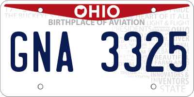 OH license plate GNA3325