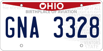 OH license plate GNA3328