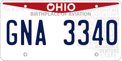 OH license plate GNA3340