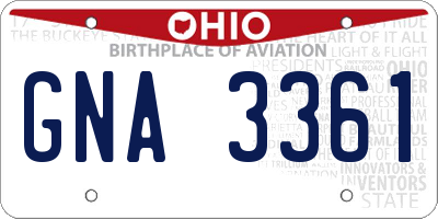 OH license plate GNA3361