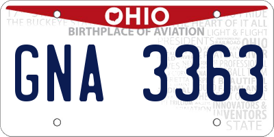 OH license plate GNA3363