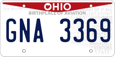 OH license plate GNA3369