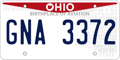 OH license plate GNA3372