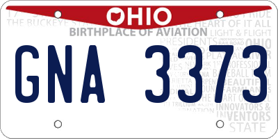 OH license plate GNA3373