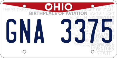 OH license plate GNA3375