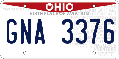 OH license plate GNA3376