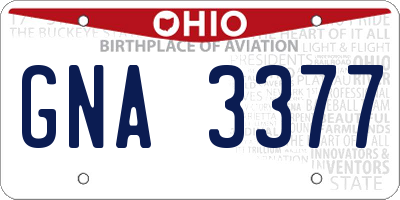 OH license plate GNA3377