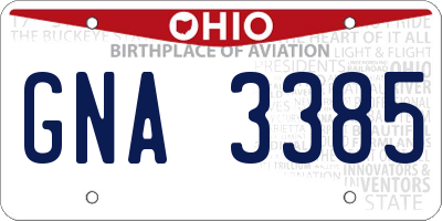 OH license plate GNA3385