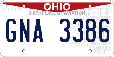OH license plate GNA3386