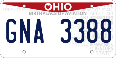 OH license plate GNA3388