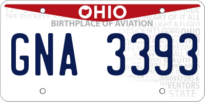 OH license plate GNA3393