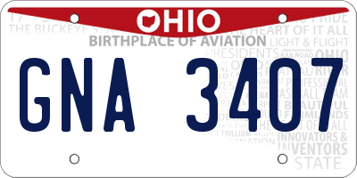 OH license plate GNA3407