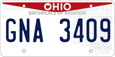 OH license plate GNA3409