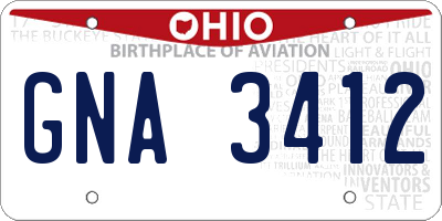 OH license plate GNA3412