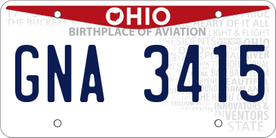 OH license plate GNA3415