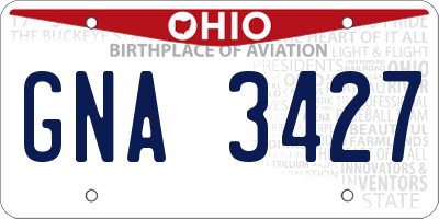 OH license plate GNA3427